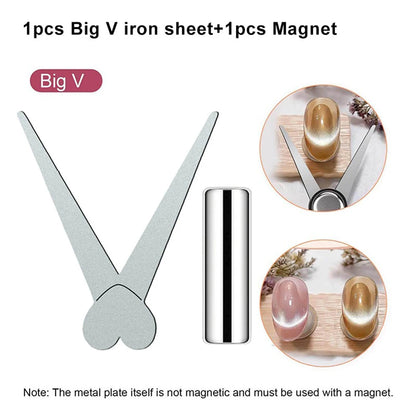 1/2pcs V Shaped French Cat Eye Magnet Large/Small V-Tip Strong Cylindrical Magnet Set Cat Eye Highligh French Effect Magnet Tool