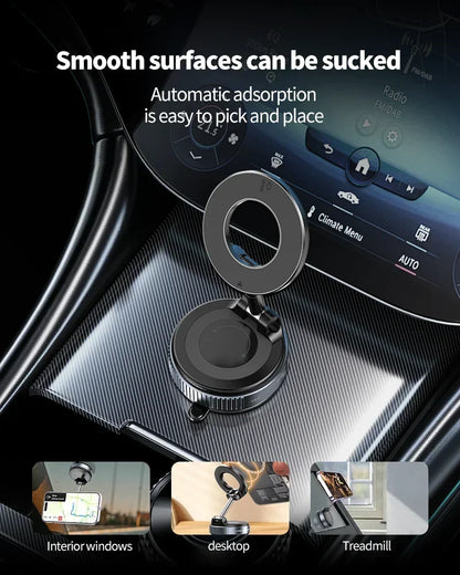 Strong Magnetic Phone Holder Foldable Design 360° Adjustable Vacuum Car Mount For Cell Phone For iphone Live Streaming