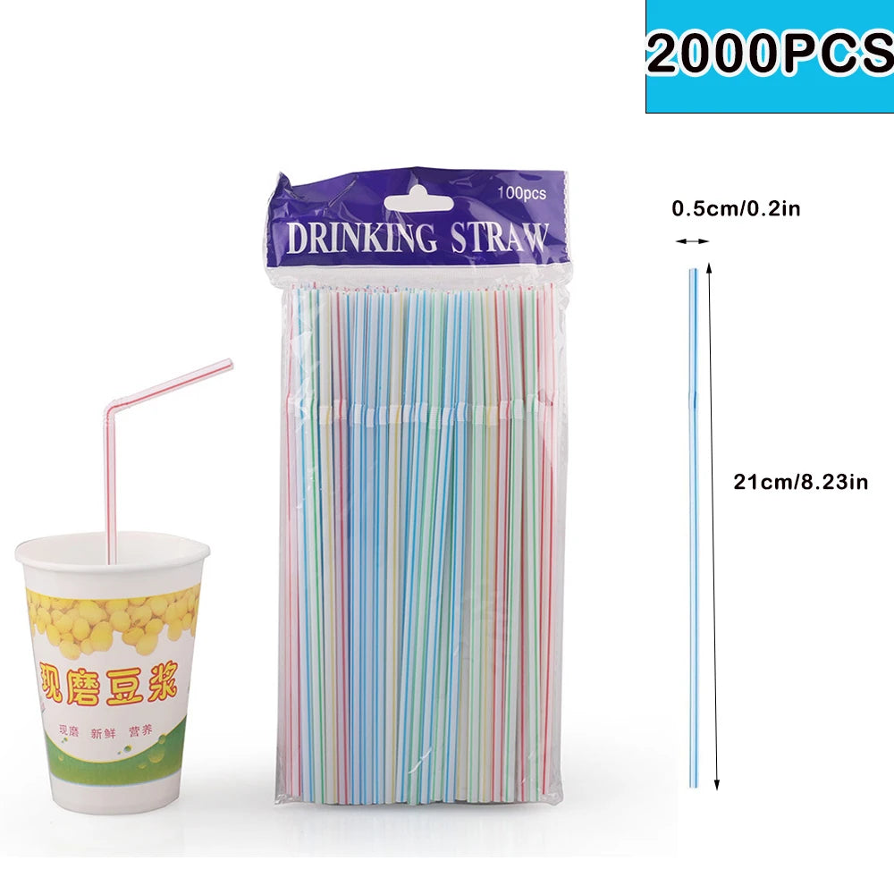 50-6000Pcs Colorful Drinking Kunststof Straw for Milk Tea Bar Party Rietjes Drinking Wedding Kitchen Beverage Straws Wholesale