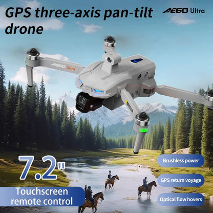 AE60 Can Airdrop Drone With 7.2 inch Screen 3-axis Gimbal Professional 4K HD Camera Laser Obstacle Avoidance Brushless Dron Toy