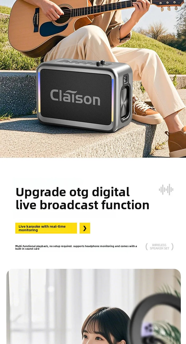 MW Audio Bluetooth Speaker LED Light Dual Mic Karaoke Outdoor Bass Booming Long Battery Life