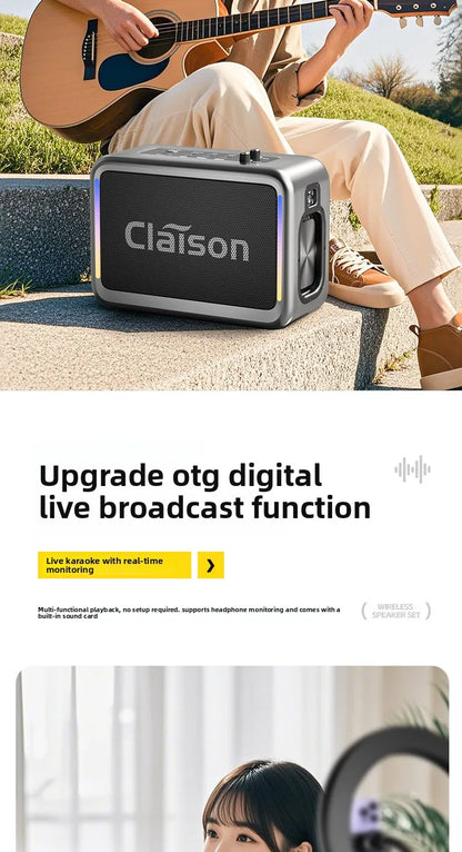 MW Audio Bluetooth Speaker LED Light Dual Mic Karaoke Outdoor Bass Booming Long Battery Life