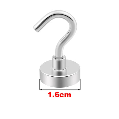 Heavy Duty 16mm Strong Magnetic Hooks Home Kitchen Refrigerator Kitchenware Clothing Key Hanging Bathroom Hanger Black Organizer