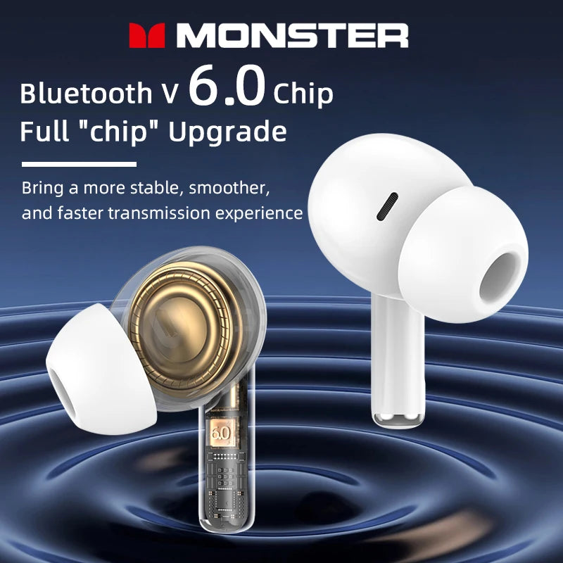 Monster MQT39 Wireless Bluetooth 6.0 Earphones TWS Hifi Stereo Headphones Noise Reduction Gaming Earbuds Sports Headset With Mic