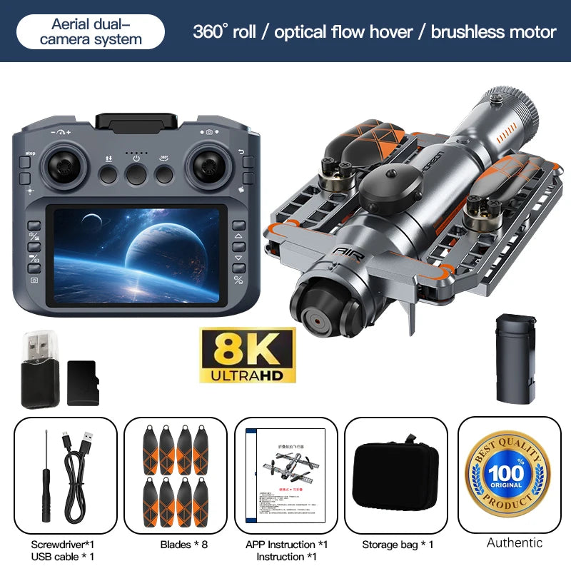 RC Quadcopter Toy Gift 8K Professional HD Dual Camera 4.3-inch screen 2026 AE22 spray Drone 360° Obstacle Avoidance Brushless 5G