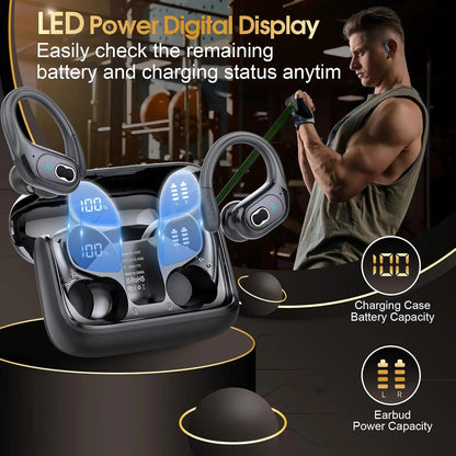 Original GDLYL HD65 Sports Wireless Earphones with Mics, LED Power Display, Hifi Stereo Sound Bluetooth 5.4 TWS HeadphHeadphones