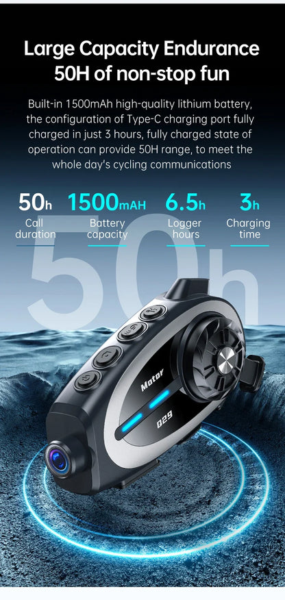 Q29 Motorcycle Helmet Headset Recorder 1080P HD Wireless Communicator Moto Dash Camera Wide-angle Waterproof WiFi Video Recorder