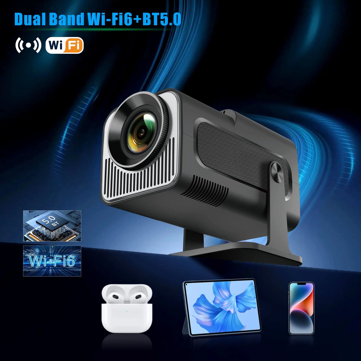 Ultimate Portable Cinema: Supports 4K mini smart projectors with high resolution, suitable for indoor/outdoor entertainment.