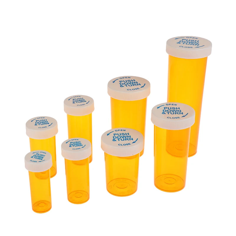 5Pcs Plastic Medicine Pill Bottles With Child Resistant Caps Medicine Containers Travel Pill Vials - 6/8/13/16/20/30/40/60 Dram