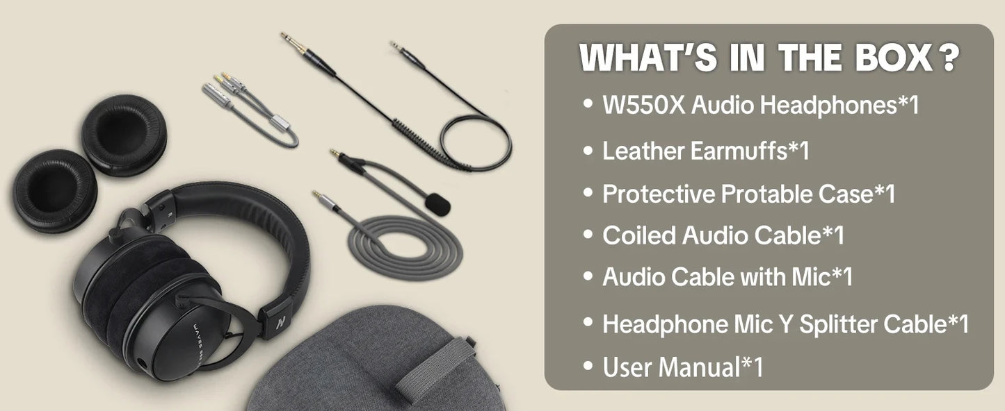 TOP W550X Talomen Over-Ear Headphones Portable Audio and Video Equipment with Detachable Cable Built-in Microphone For Gift