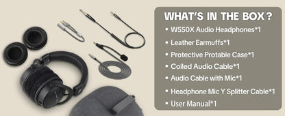 TOP W550X Talomen Over-Ear Headphones Portable Audio and Video Equipment with Detachable Cable Built-in Microphone For Gift