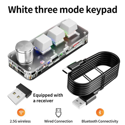 2.4G 3-key Customize Bluetooth Keyboard Macro Knob Copy Paste Shortcut Key E-sports Game Mini Mechanical Hot Plug Mini Keyboard
