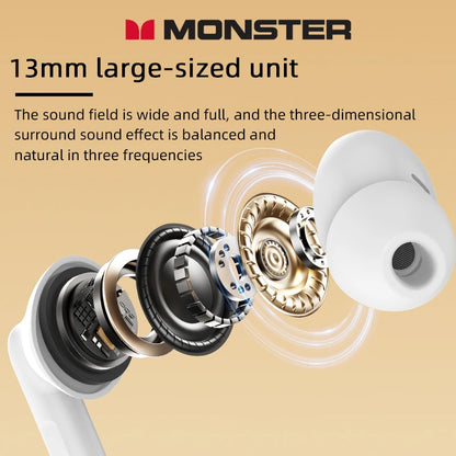Monster MQT39 Gaming Earphone Ture Wireless Bluetooth 6.0 Headphones Low Latency Noise Reduction Earbuds Headset With Mic New
