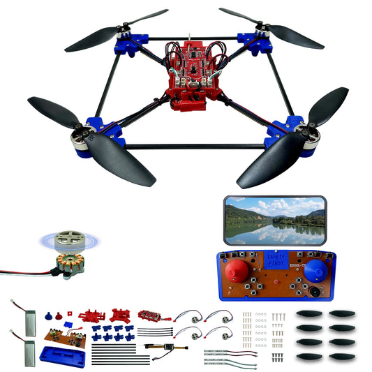 Quadrotor drone DIY kit: A unique STEM project with brushless motor, optical flow floating, one-click Start and