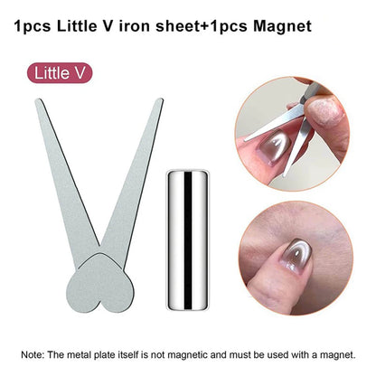 1/2pcs V Shaped French Cat Eye Magnet Large/Small V-Tip Strong Cylindrical Magnet Set Cat Eye Highligh French Effect Magnet Tool