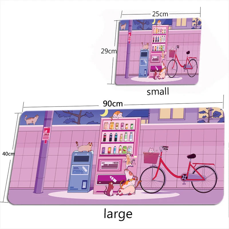 Cute Cat in Lavender Mouse Pad Large Computer Office Game Table Mat XXL Rubber Anti-slip Gaming Keyboard Mousepad Long Desk Pads