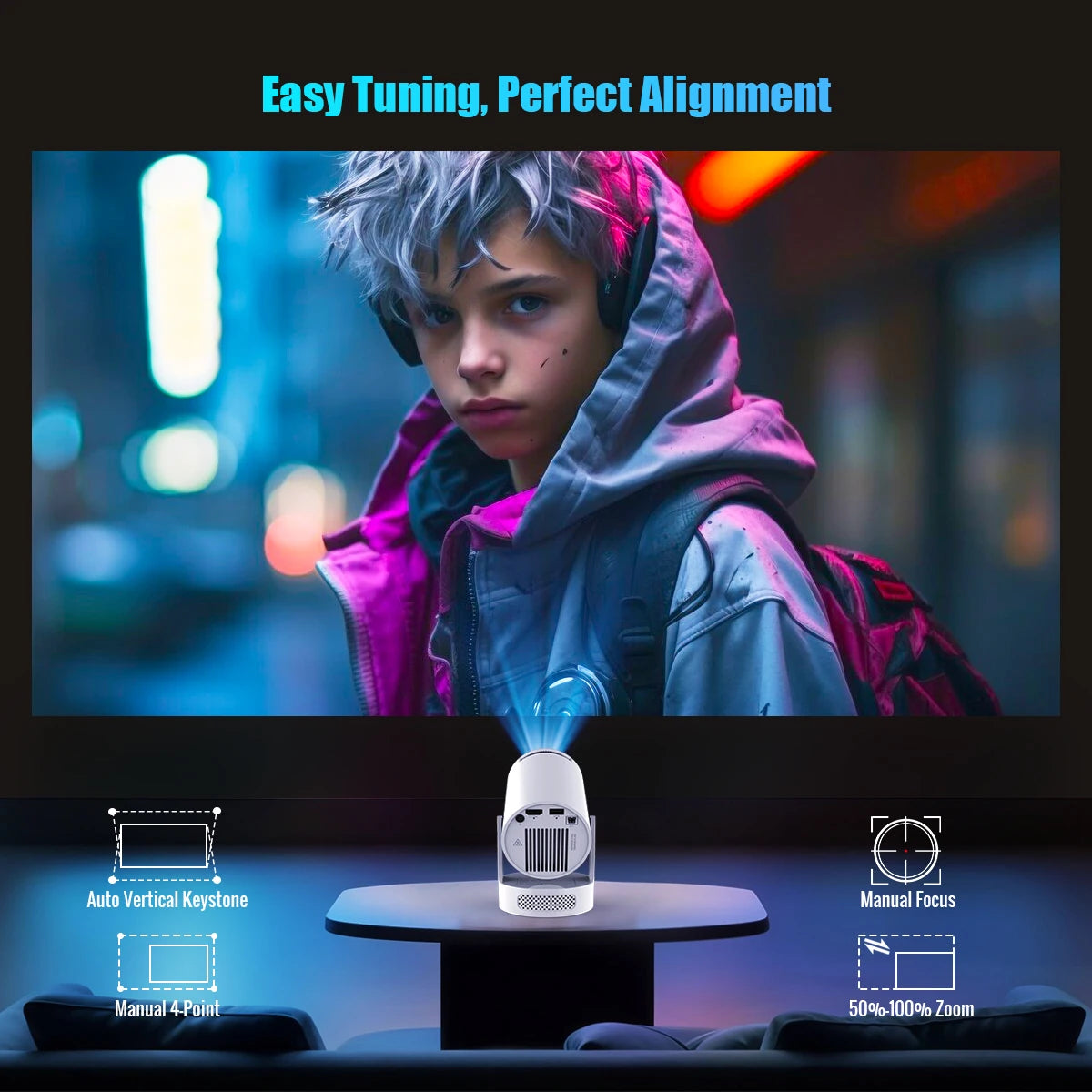 Magcubic 8K HY300 Pro + Projector Built in 5W Speaker 1280*720P Android 14 8000 Lumens Wifi6 BT5.4 Outdoor Portable Projector