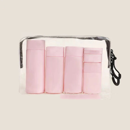 6pcs/Set Recyclable Travel Bottling Set Portable Color Lotion Cream Shampoo Empty Container TPU Wash Bag