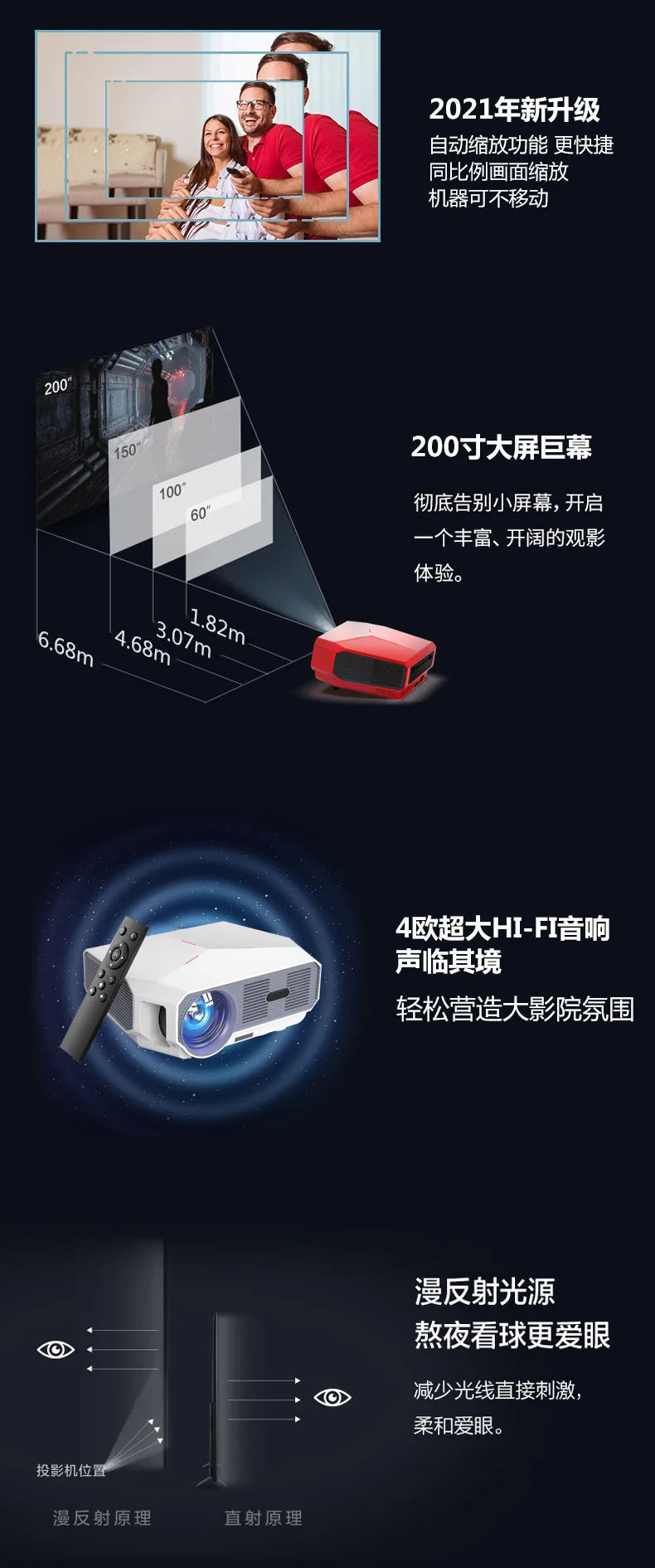 New Ultra HD 4K Home Projector Office Meeting Mobile Wireless Intelligent Portable Mini Projector