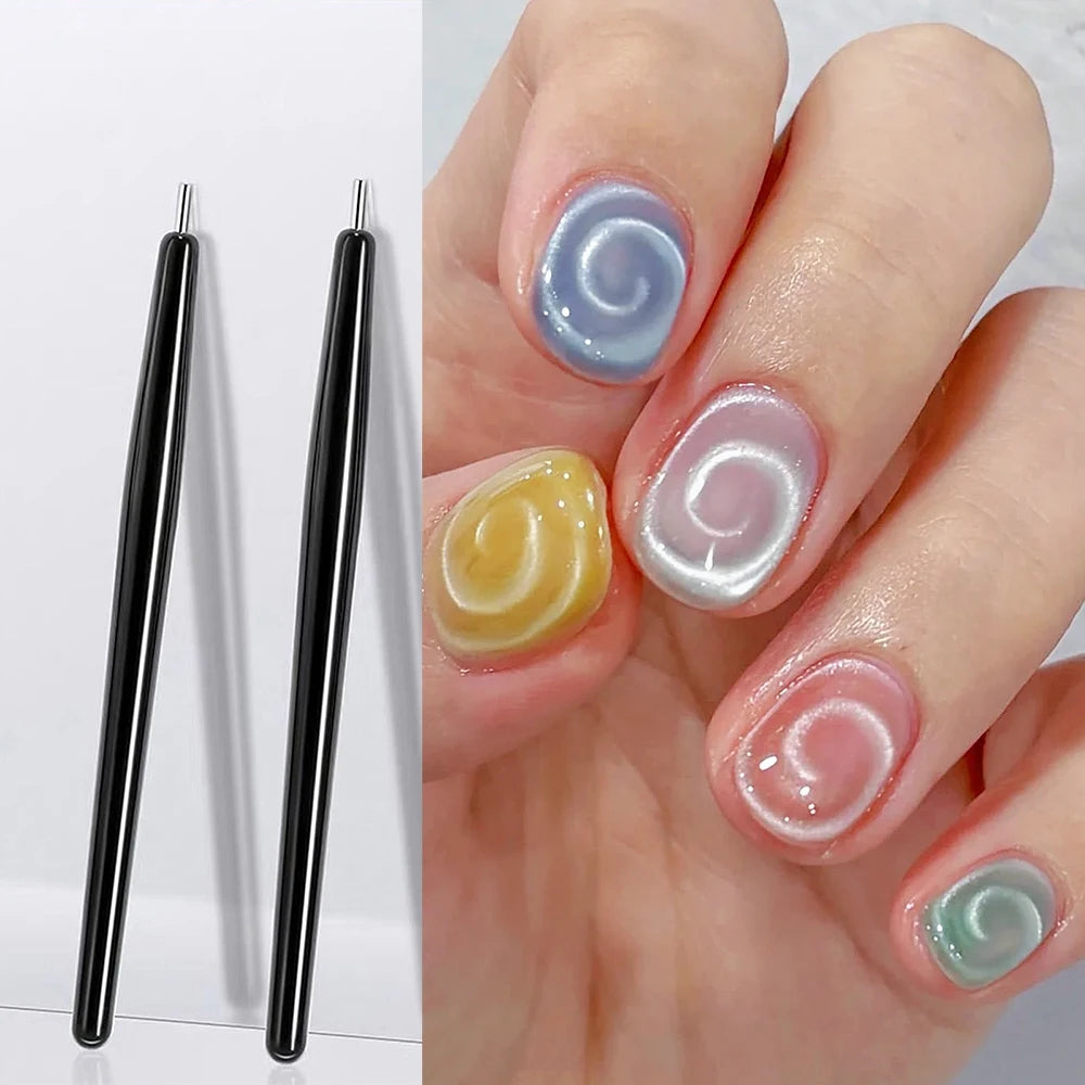 3D Heart Argyle Rhombus Pattern Cat Eye Nail Magnetic Tool Suck Glass Bead/Snake/Love/French Strong Cat Eye Nail Art Magnet Pen#