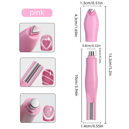 3D Heart Argyle Rhombus Pattern Cat Eye Nail Magnetic Tool Suck Glass Bead/Snake/Love/French Strong Cat Eye Nail Art Magnet Pen#