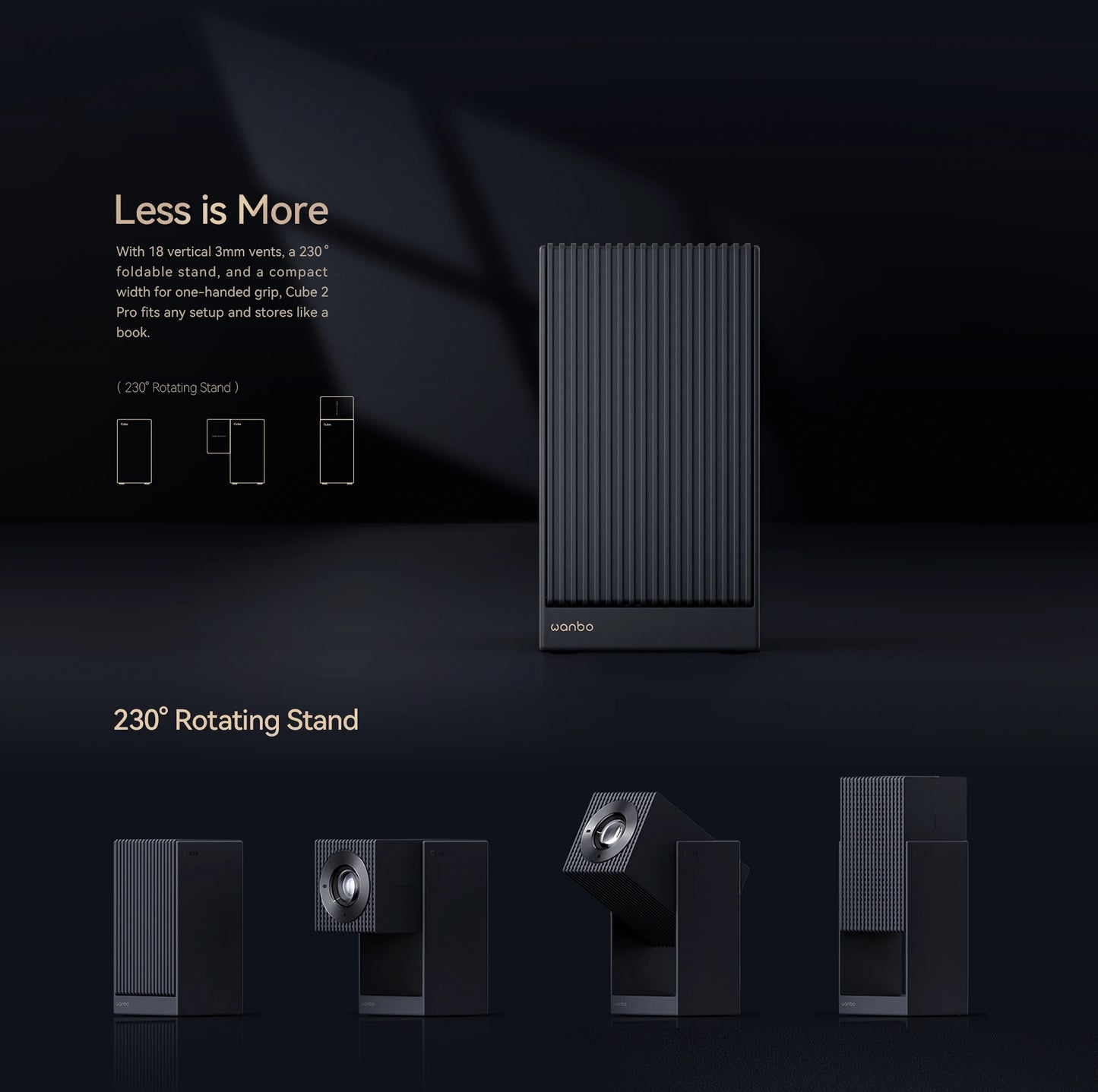 Wanbo Cube 2 Pro 4K Protable Native 1080P Projector 500ANSI Android TV 11.0 ToF Laser Radar Real Time Focus 3 Colors Available