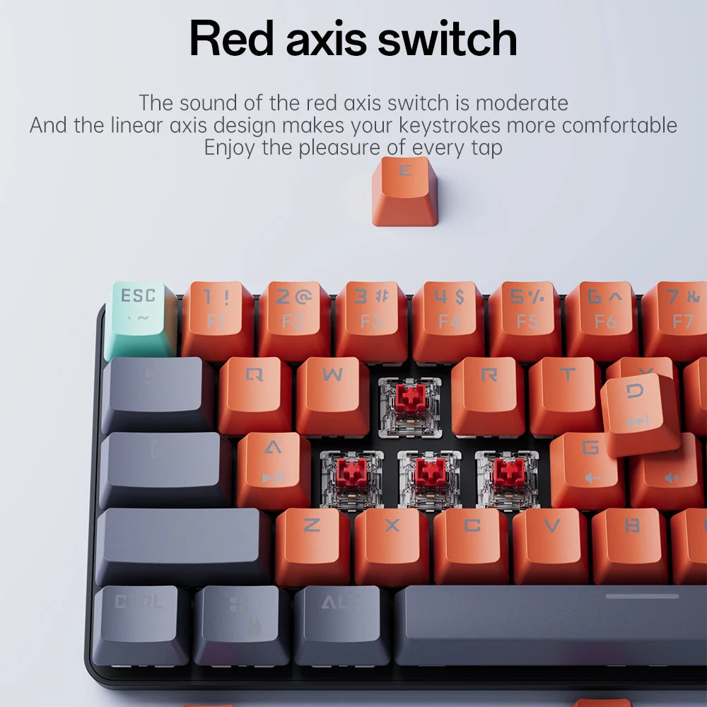 MUCAI MKA610 USB Mini Mechanical Gaming Wired Keyboard Red Switch 61 Key Gamer for Computer PC Laptop Detachable Cable