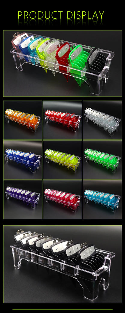 8Pcs Universal Transparent Hair Clipper Guards For Wahl Madeshow Metal Clip Clippers Barber Accessories Trimmer Limit Combs