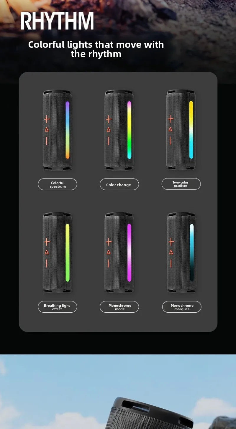 MW Audio Portable Bluetooth Speaker RGB Lights Waterproof Dual Drivers Bass Wireless Speaker Bluetooth 5 2