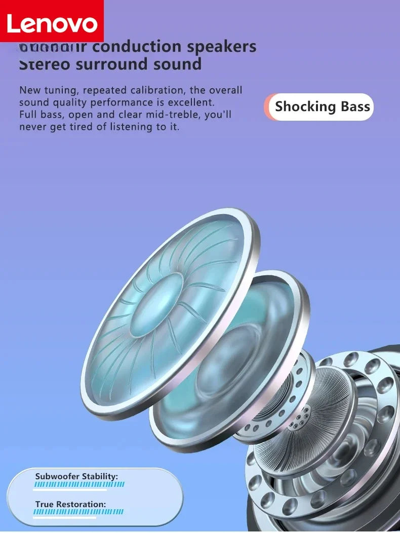 Lenovo Wireless Earbuds Bluetooth 5.3 Touch Controls Business Headphones Outdoor Sports Earbuds Compatible with all smartphones