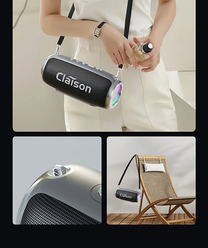 Portable Waterproof Bluetooth Speaker with Bass Stereo Sound LED Light Wireless Outdoor Speaker