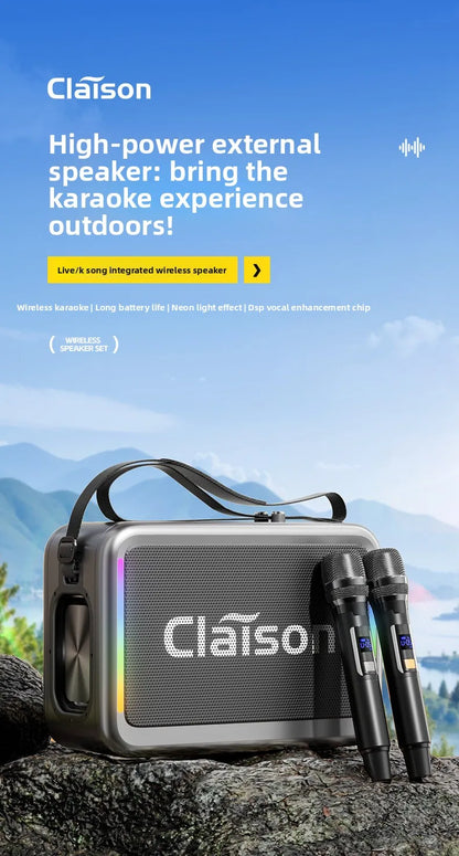 MW Audio Bluetooth Speaker LED Light Dual Mic Karaoke Outdoor Bass Booming Long Battery Life