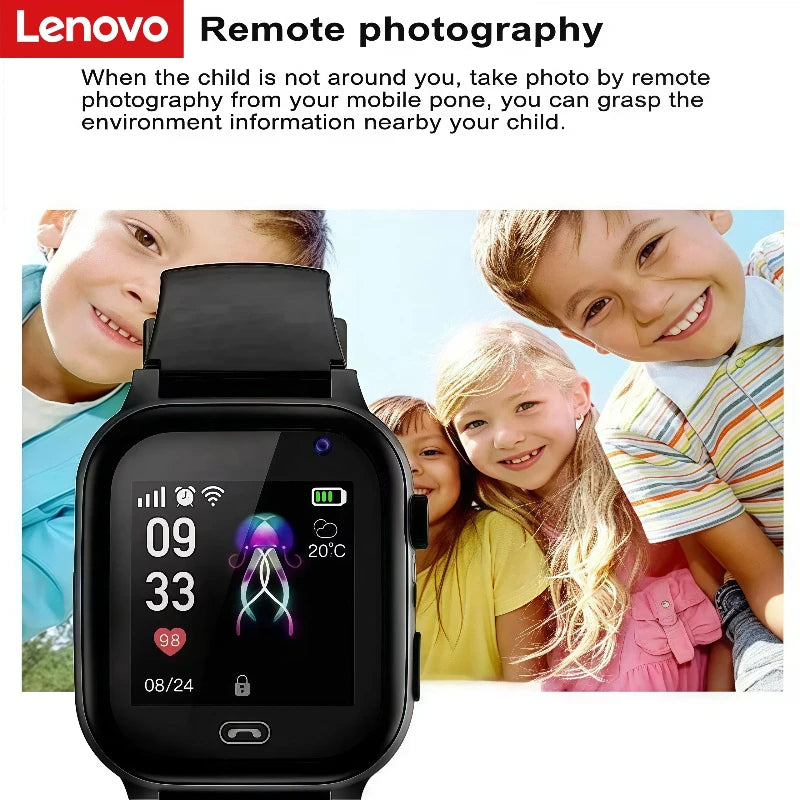 Lenovo Kids Smart Watch SOS Wifi GPS Location Video Call Electronic Watch Card Camera Waterproof School For Boys Girls For Gift
