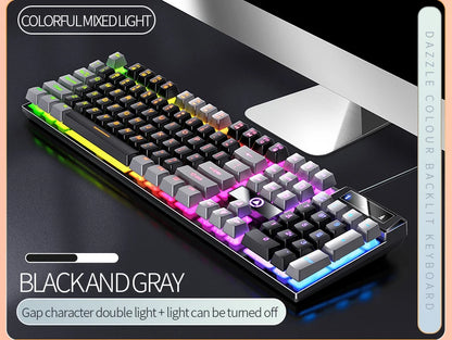 104 Keys Gaming Keyboard Wired Keyboard Color Matching Backlit Mechanical Feel Computer E-sports Peripherals for Desktop Laptop