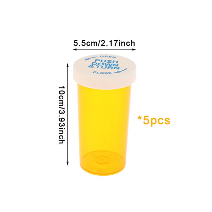 5Pcs Plastic Medicine Pill Bottles With Child Resistant Caps Medicine Containers Travel Pill Vials - 6/8/13/16/20/30/40/60 Dram