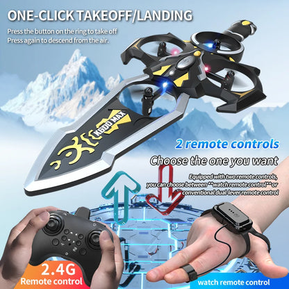 Hot New The Excalibur Remote Control Drone With Colorful Lights Gesture Sensor Fixed Wing Aircraft Follows Children Toy For Fun