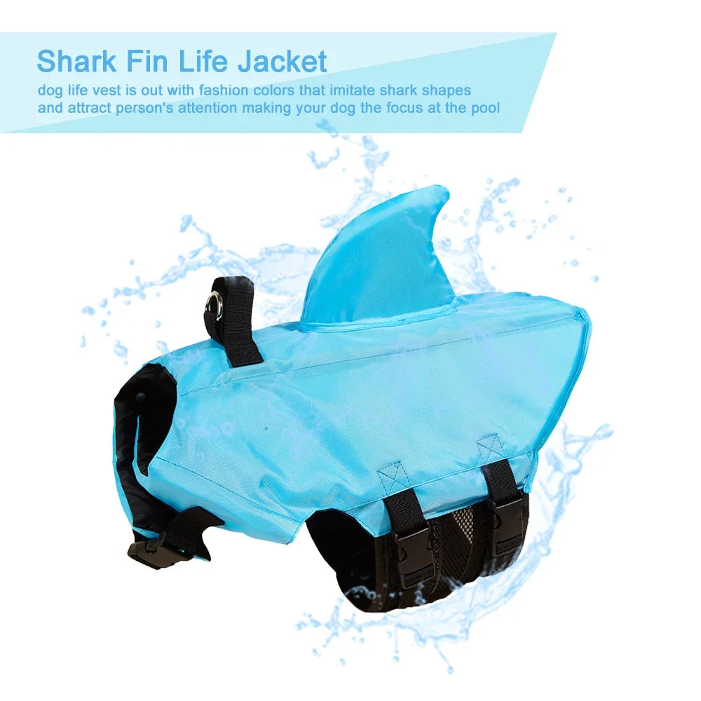 Shark Fin Dog Life Jacket Enhanced Buoyancy Small Dogs Swimming Clothes Safety Vest with Handle for Dogs Surfing