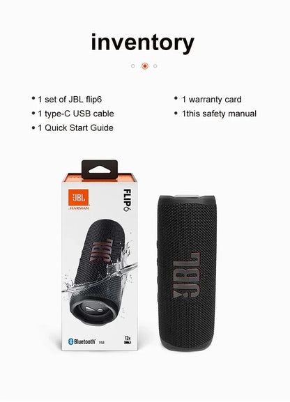 Original JBL Flip 6 Wireless Bluetooth Speaker Portable IPX7 Waterproof Outdoor Stereo Bass Music Track with Independent Tweeter