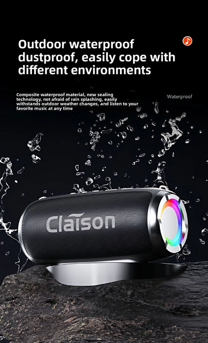 Portable Waterproof Bluetooth Speaker with Bass Stereo Sound LED Light Wireless Outdoor Speaker