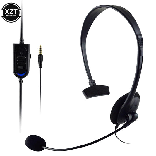 Operator Headphones Head-mounted Microphone 3.5mm One-ear Telephone Clear Call Headphones Single-Sided Headset for PS4