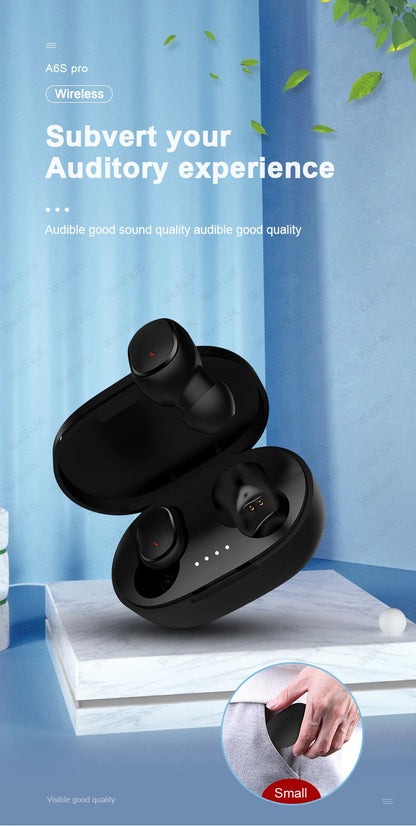 For Xiaomi Original TWS A6S Pro Wireless Bluetooth Earphones Sports Earbuds Gaming Headsets For Redmi Airdots iPhone Headphones