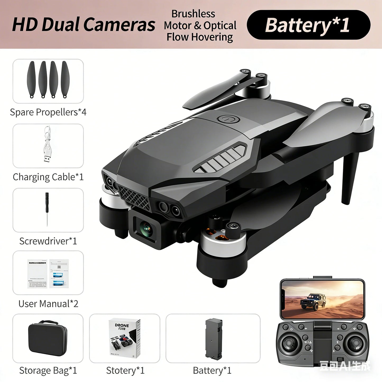 New F198 Drone Professional Dual Camera With 1080P WIFI FPV HD Aerial Photography Wide Angle Brushless RC Foldable Quadcopter