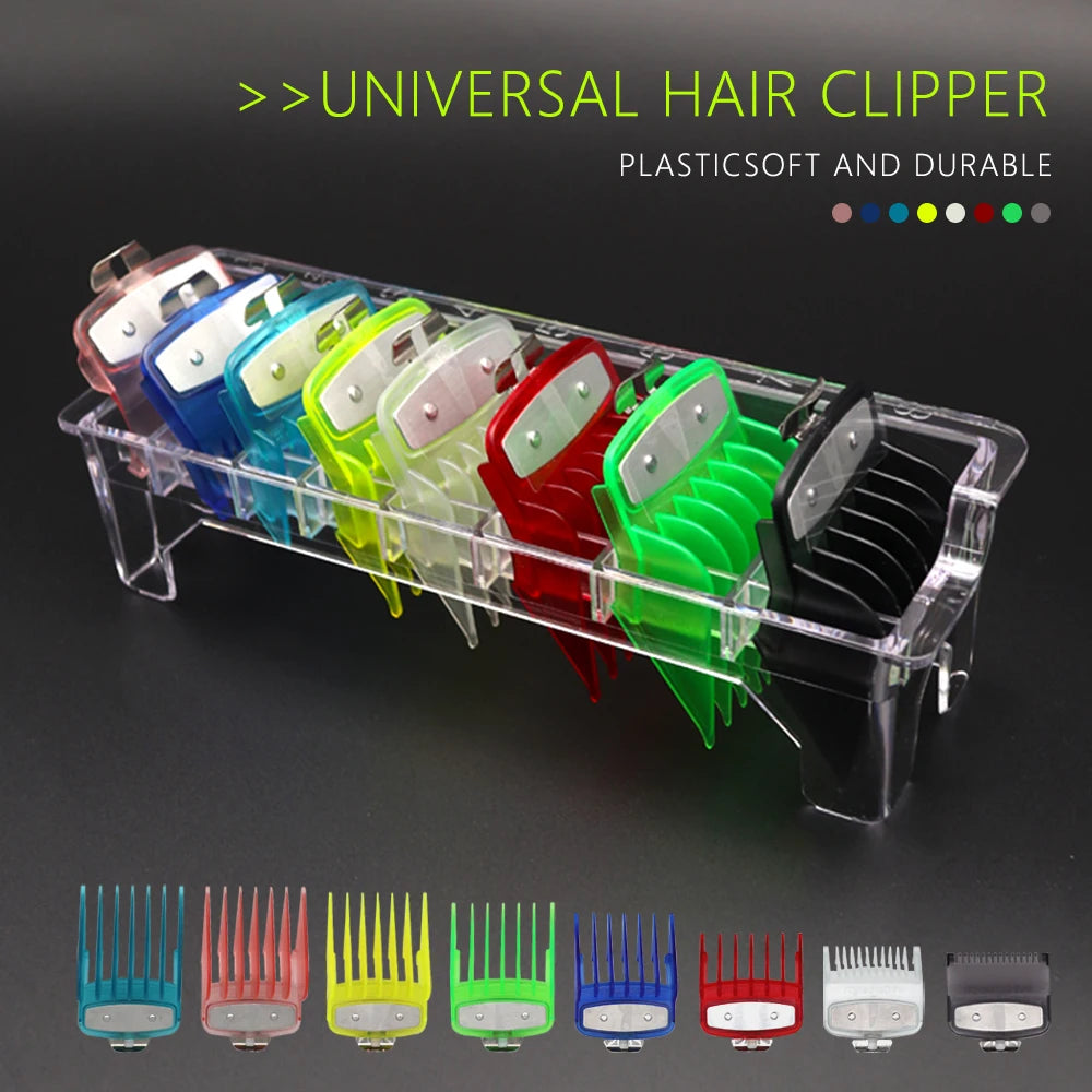 8Pcs Universal Transparent Hair Clipper Guards For Wahl Madeshow Metal Clip Clippers Barber Accessories Trimmer Limit Combs
