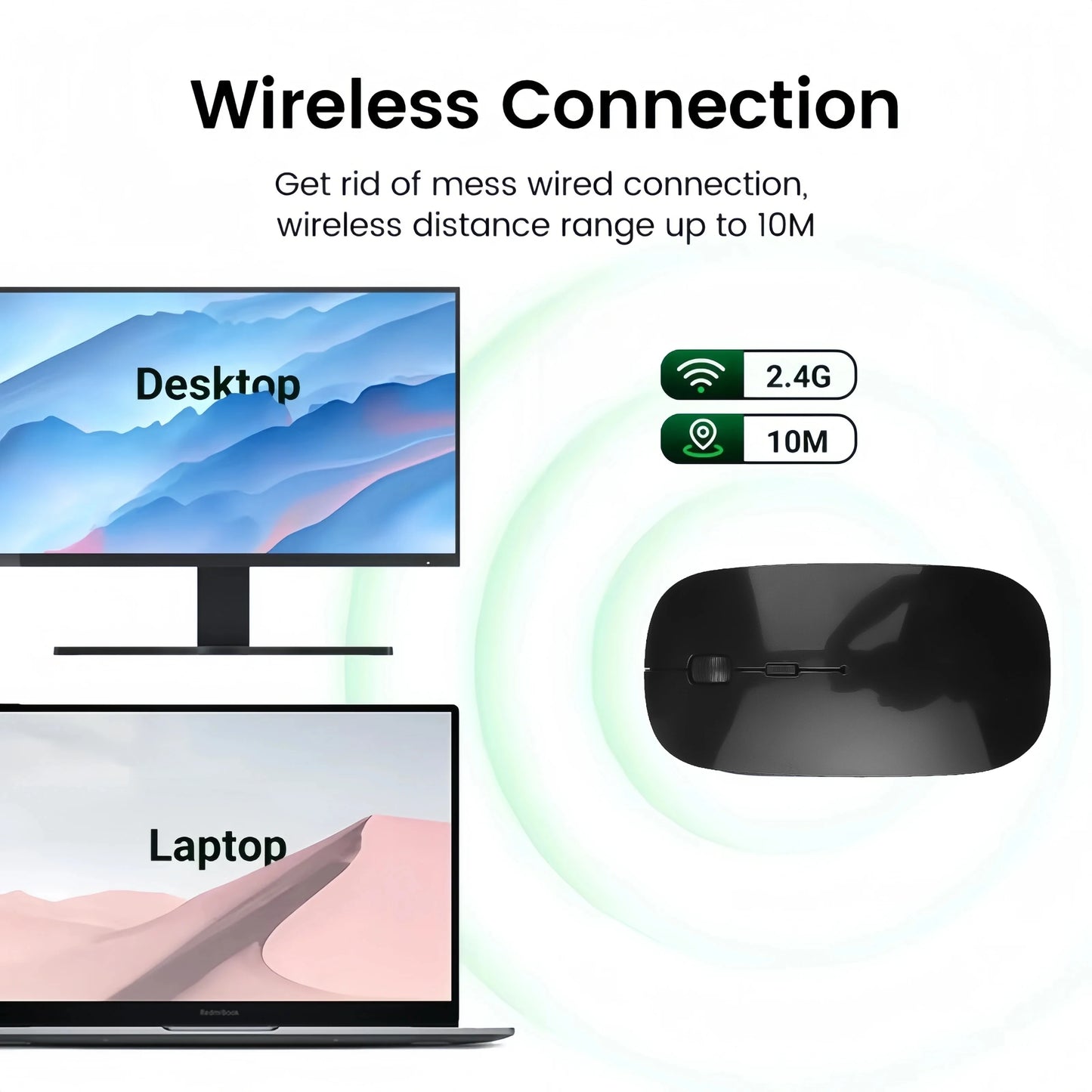 2.4G Wireless Mouse 1600 DPI Optical Mouse with USB Receiver Wireless Gaming Mice Slim For Mac Computer PC Laptop Desktop