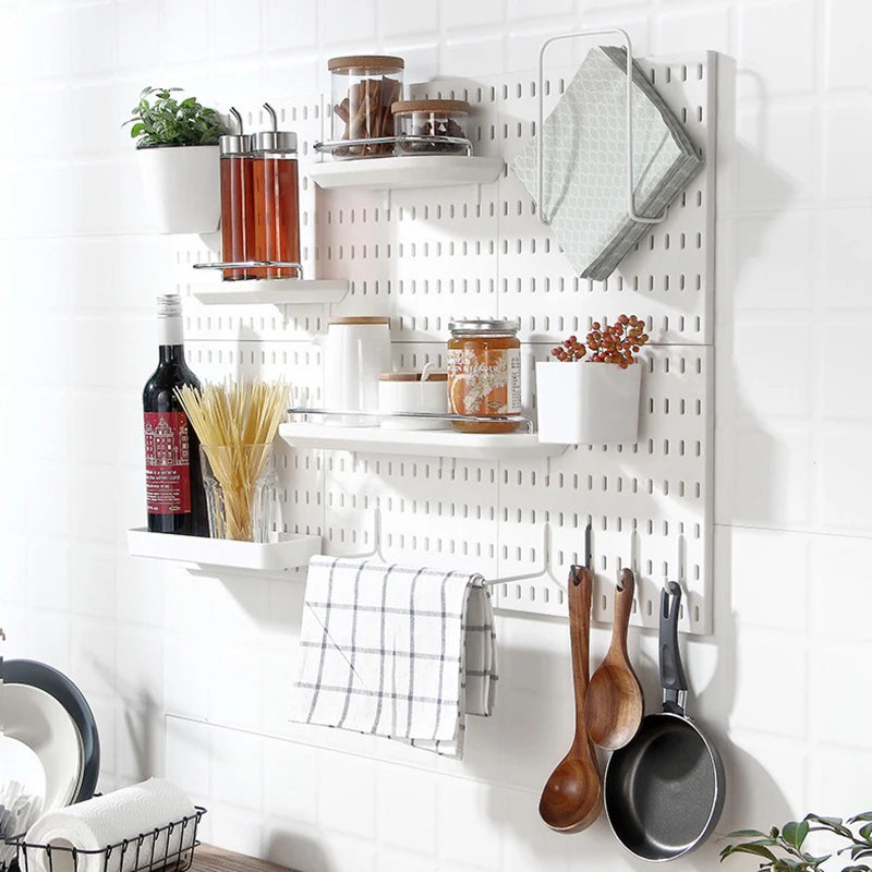 DIY Pegboard Accessories No Punching Kitchen Organization Shelf Storage Box Hooks Wall Organizer Crafts For Garage Room