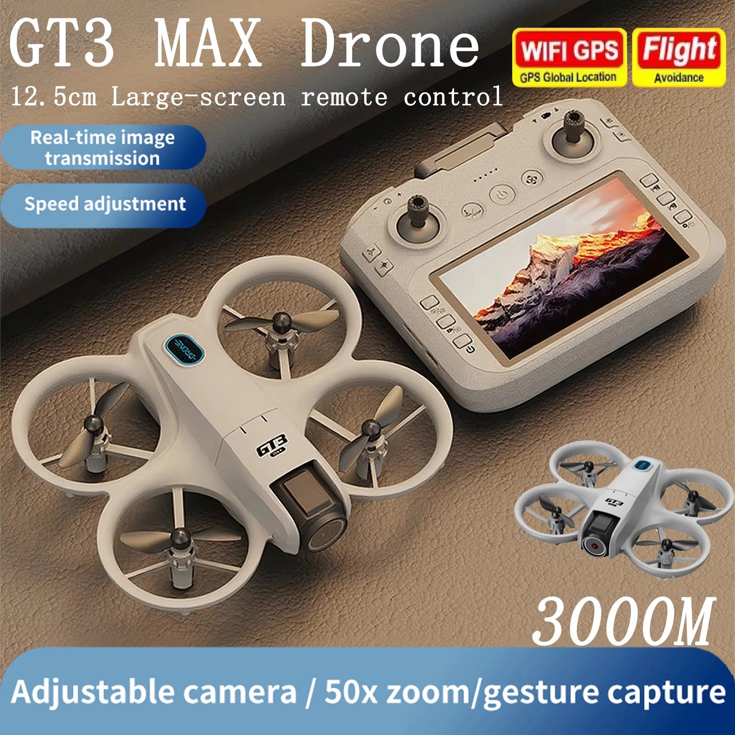 New GT3 MAX Drone 5G 8K GPS Professional HD Aerial Photography Dynamic Lighting Remote Control Aircraft Optical Flow Quadcopter