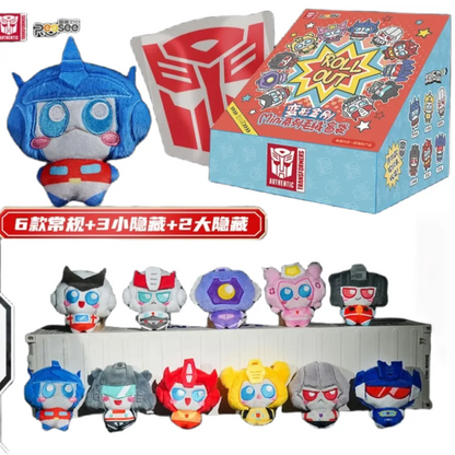 Cute Transforming Robot Plush Keychains - Optimus Shockwave Starscream Mini Stuffed Toys Trendy Bee Keyrings Fan Surprise Gifts