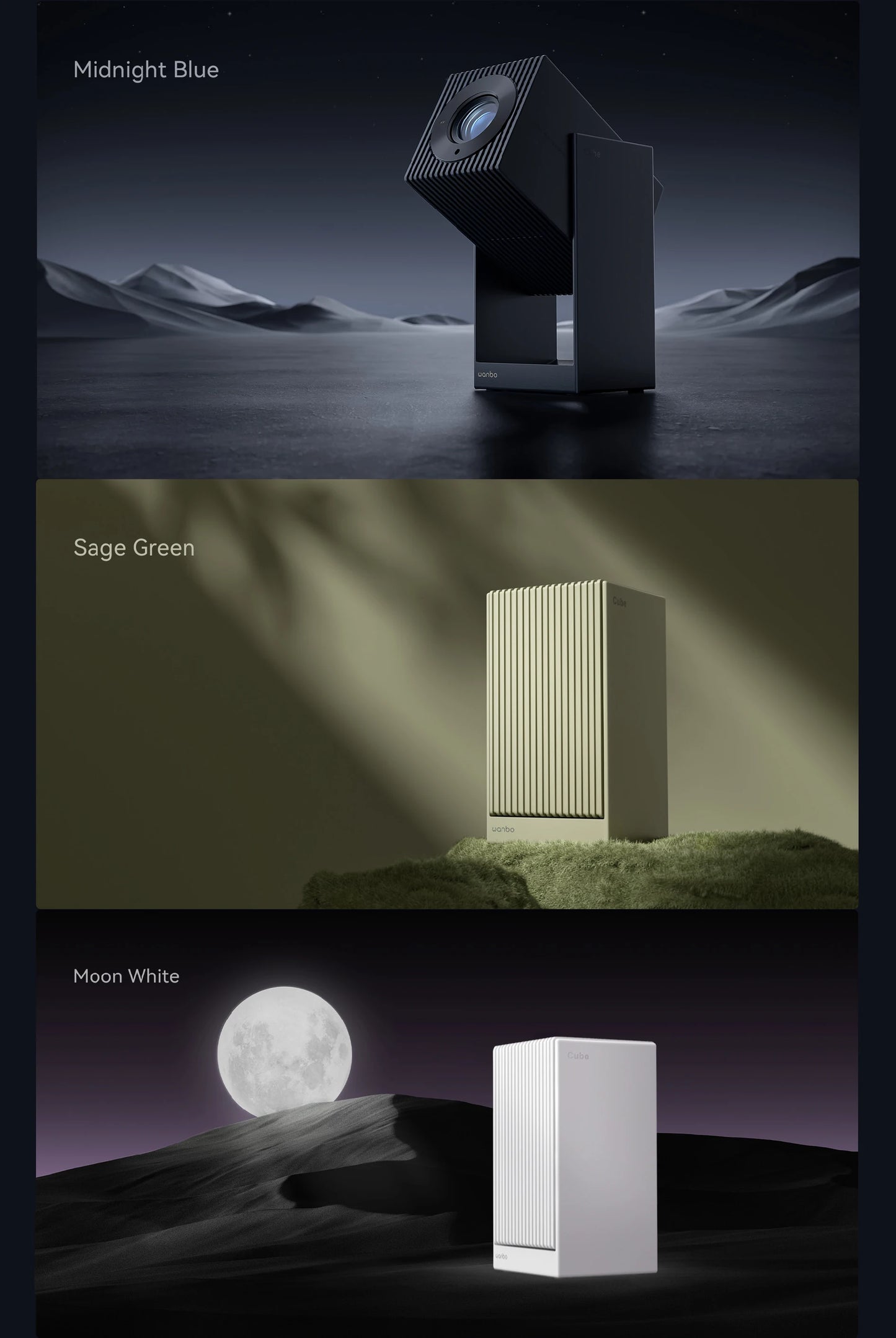 Wanbo Cube 2 Pro 4K Protable Native 1080P Projector 500ANSI Android TV 11.0 ToF Laser Radar Real Time Focus 3 Colors Available