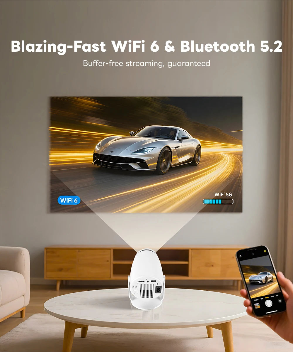 4K Decoding Dual Wi Fi 6 HY900 Projector Newly 290ANSI Allwinner BT5 0 Perfect for Home Cinema Outdoor Entertainment System