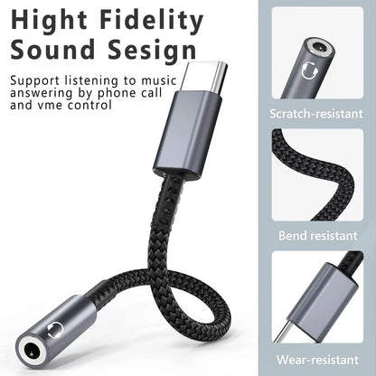 USB Type C To 3.5mm Aux Cable Headphones Adapter For Huawei Honor Oneplus iPad iPhone 15 Series Wired Earphones 3 5 Jack Adapter